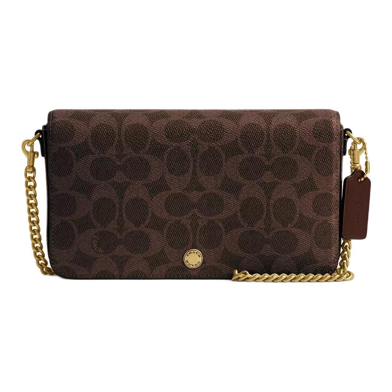 

Coach Mila 21 Chain Strap Coated Canvas And Calfskin Crossbody Shoulder Bag Small Women bags Maple CAO03-B4MPL Basic Set (Bag+Dust Bag)
