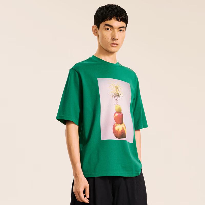 CROQUIS Men's 2024 Autumn Loose Fit Cotton Round Neck T-Shirt