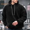 Herren Kapuzenpullover Herbst Winter Einfarbig Kordelzug Lange Ärmel Dicker Plüsch Mit Kapuze Locker Alltagskleidung Lässiges Sportoberteil