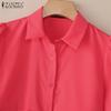 ZANZEA Women Turn Down Collar Summer Casual Short Sleeve Blouse