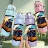 1PC Farm Tractor Sunset Scene 750ml Color Plastic Sports Water Bottle Leakproof Flip Straw Lid Suitable for Sports Office Home Use