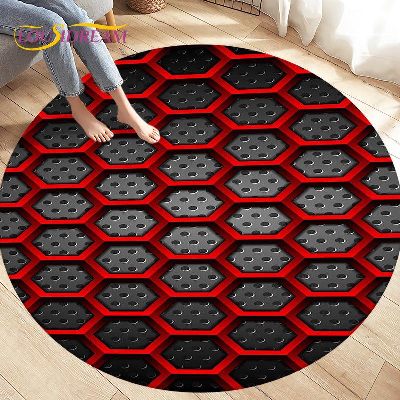 Tappeto per area illusione visiva geometrica astratta 3D Tappeto grande, rotondo per soggiorno, camera da letto, divano, decorazione, tappetino antiscivolo
