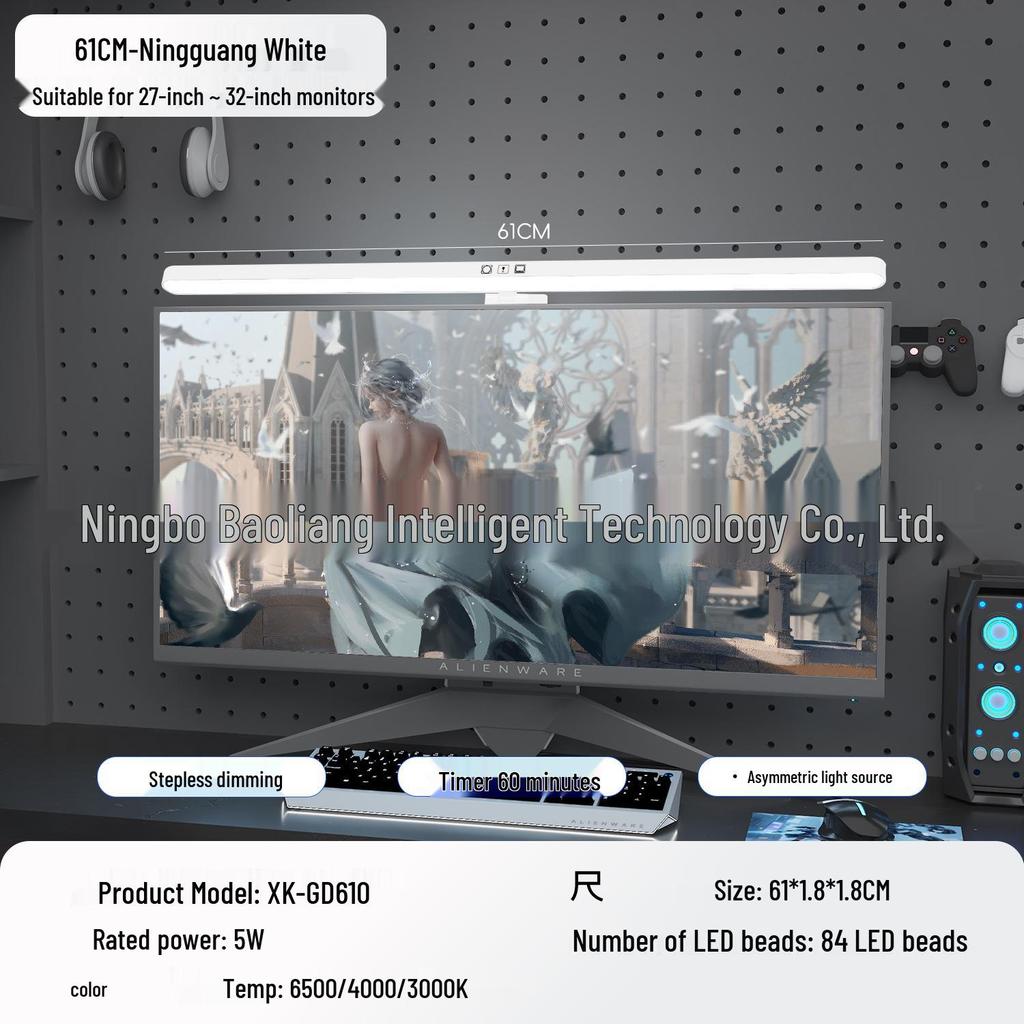 Große gebogene LED-Schreibtischlampe mit farbiger Ambientebeleuchtung - Perfekt für Computermonitore