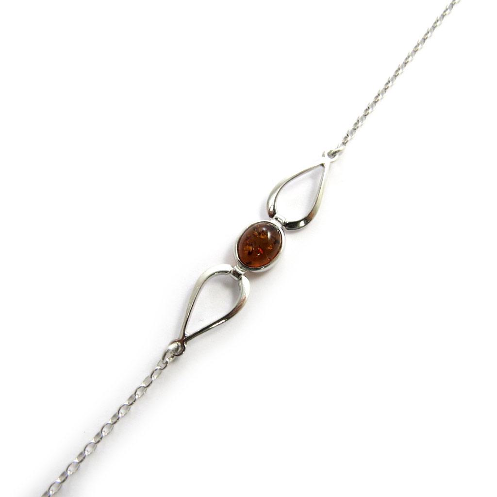 Les Trésors De Lily [N2291] - Silberarmband 'Inspiration' Cognac-Bernstein (rhodiniert) - 8 mm