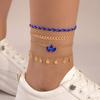 Light Luxury Jewelry, Blue Diamond-encrusted Multi-layer Anklet, Eye Fringe Multi-layer Foot Decoration