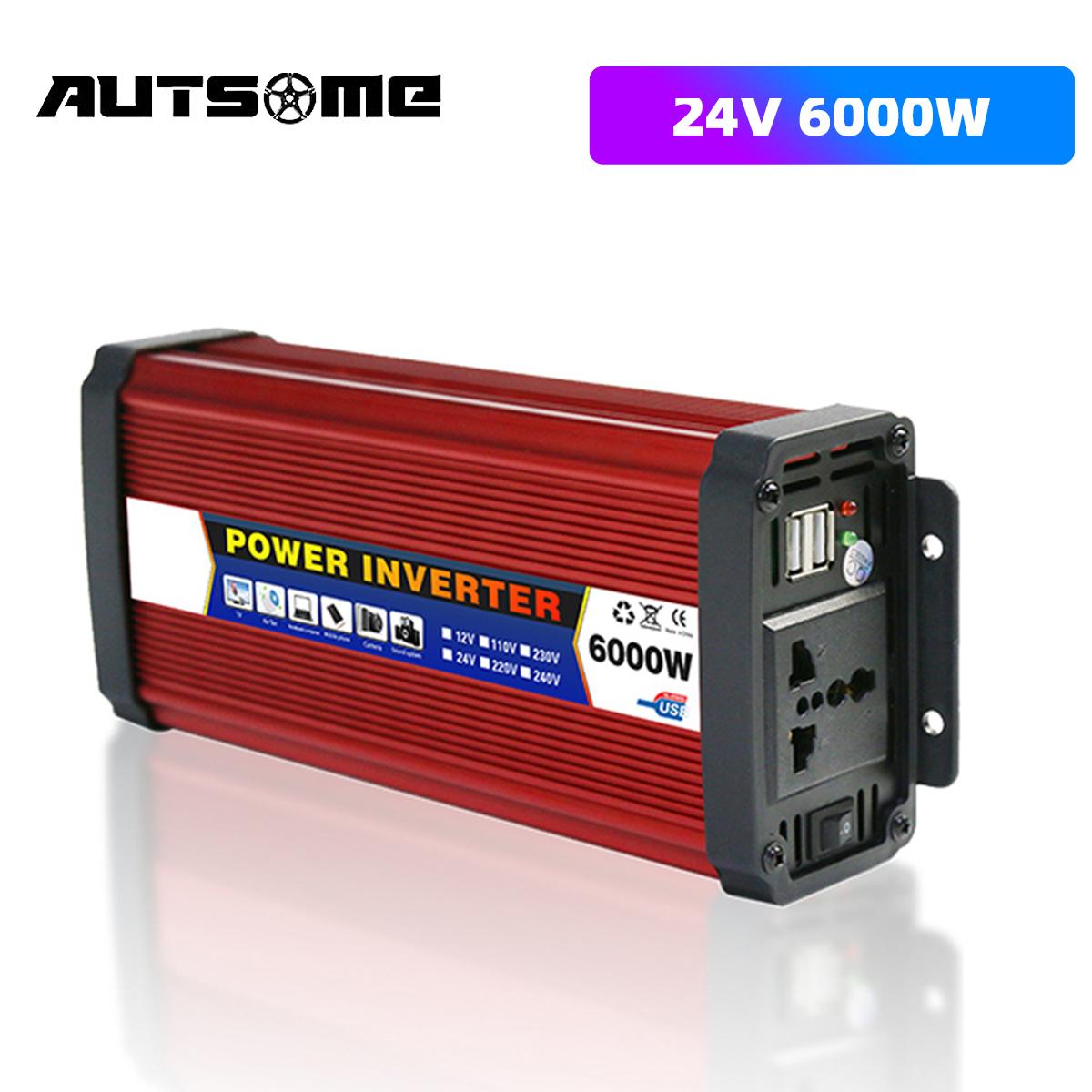 

AUTSOME Модифицированный синусоидальный инвертор ПОСТОЯННОГО ТОКА 12V/24V в AC 110V/220V Трансформатор напряжения Преобразователь мощности USB Солнечный инвертор