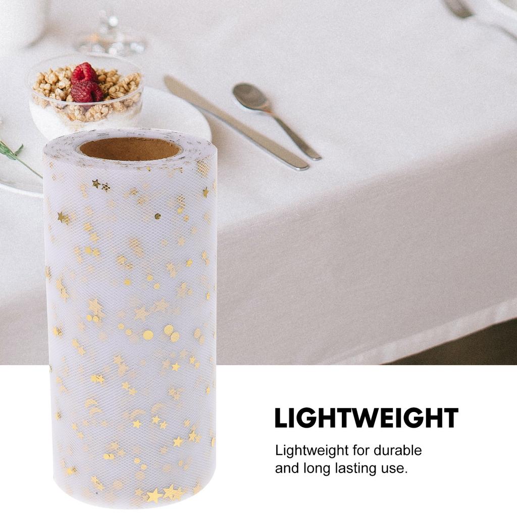 Sequins Tutu Skirt 2280X15Cm White Lightweight Gauze Table Cover For Wedding Party Decor Table Skirts Gauze Wedding Party