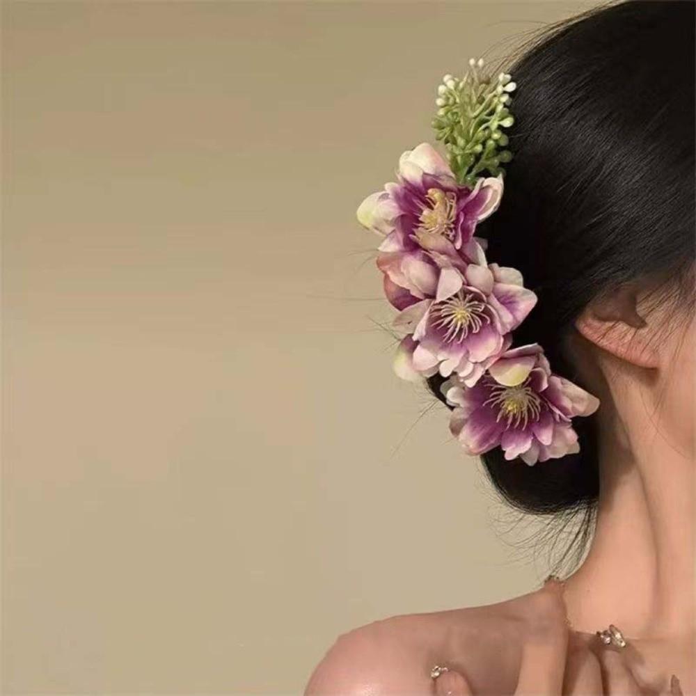 

Headwear Bohemian Flowers Hairpin Thai Style Chignon Hair Clips Floral Hair Comb Banquet фиолетовый
