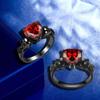 Gothic Skull Black Rose Flower Rings Women Purple Red Heart Zircon Crystal Valentine's Day Anniversary Engagement  Jewelry