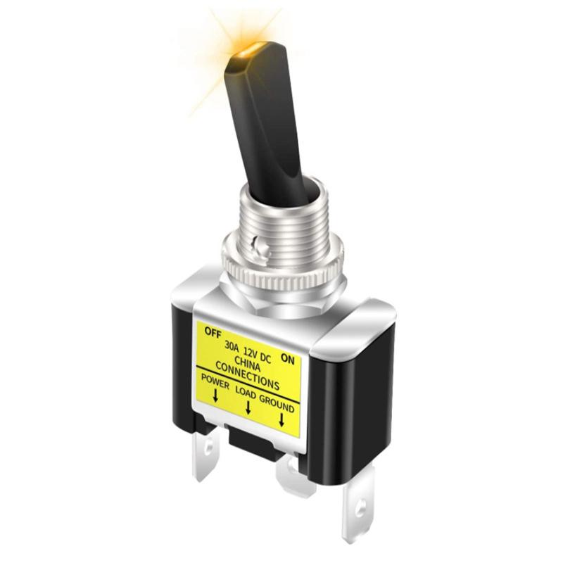 

1 шт. 30A 12V Світлодідний тумблер З підсвічуванням Тумблерний перемикач SPST Увімк./Вимк. 2 положення 3 контакти Для автомобільної техніки, автомобілів, літаків жовтий