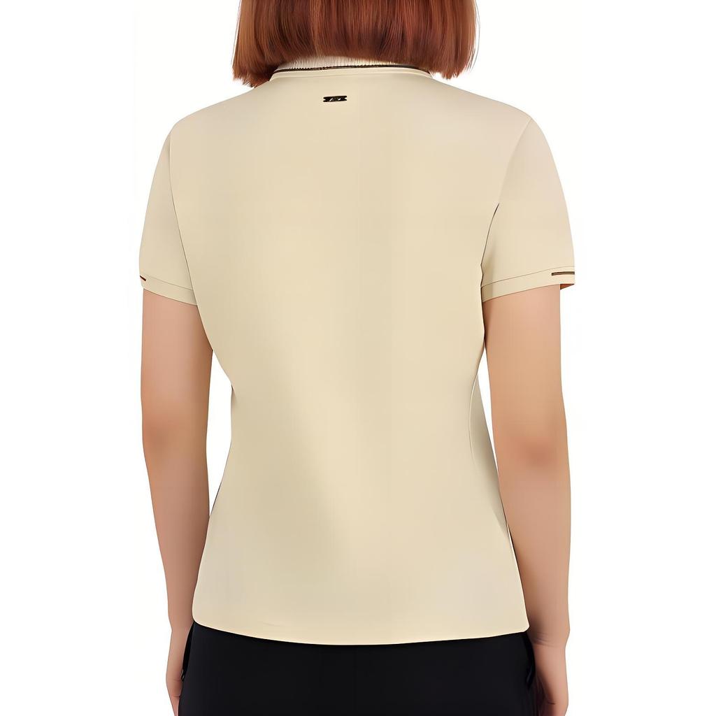 Li Ning Fitness Series Solid Color Breathable Comfortable Sports Polo Shirt Women Tops Light-Milk-Brown APLT084-4
