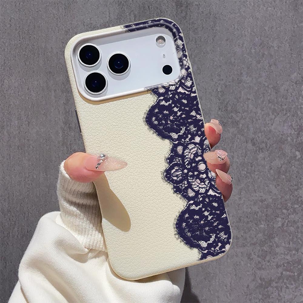 Luxurious Blue Lace Phone Case For IPhone 17 16 16E 15 14 13 12 11 Pro Max Iphone 15 Plus 13 Matte Funda Cover Case