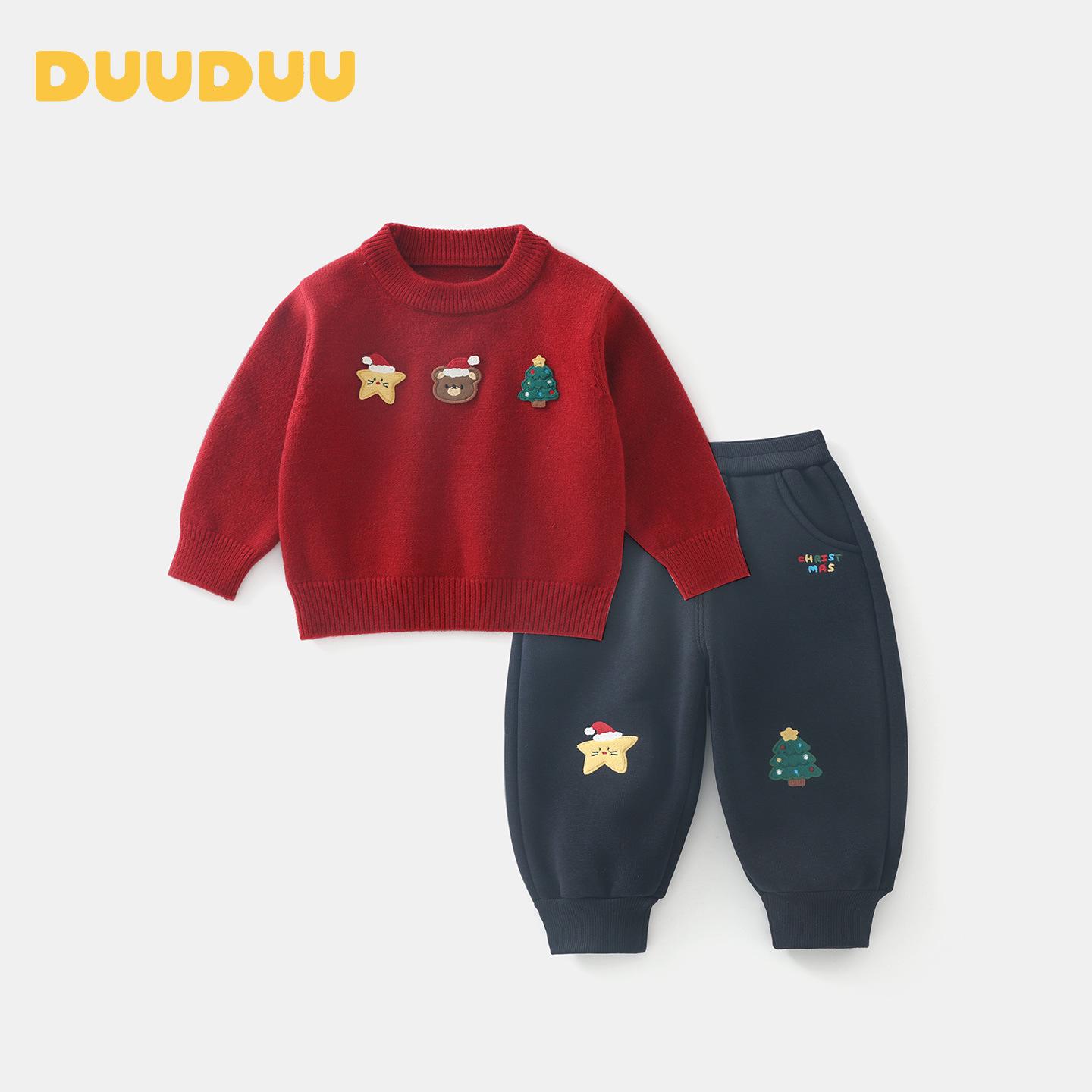 DUUDUU 2025 Корейский стиль Зимний комплект для малыша: Свитер и штаны для мальчика 80 cm