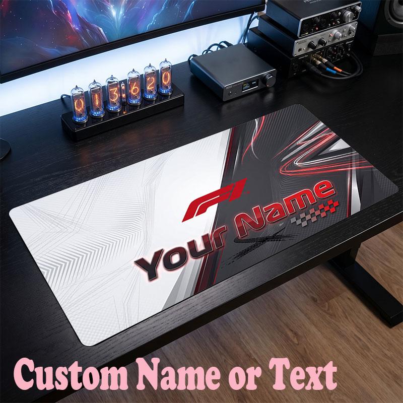 F1 Customized Name Text Mouse Pad, Large Desk Mouse Mat Personalized Home Office Present