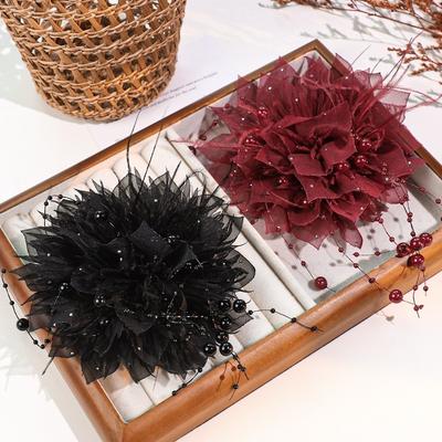 Fashion Pearl 3D Organza Flower Patch Hand-made Multi-layer Studded Patch Handmade Flower DIY Sewing Decals DIY Crafts