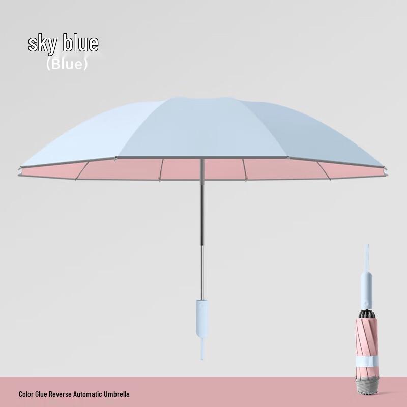 ZuoYou Semi-Automatic 10-Rib Reverse Folding Umbrella with Reflective Stripe