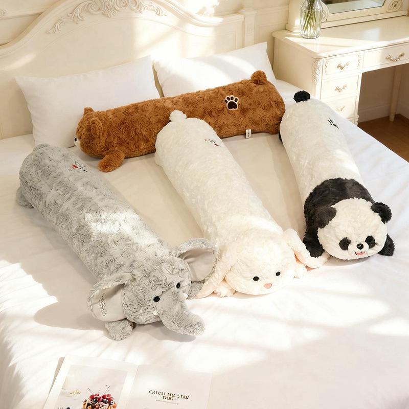 Brown Bear Plush Toy for Girls - Sleep & Play Hugging Pillow with Elephant and Long-Eared White Rabbit