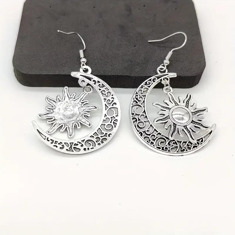 Vintage Sun & Moon Earrings Jewelry for Women Girl Alloy Charms Pendant Bohemian Accessories