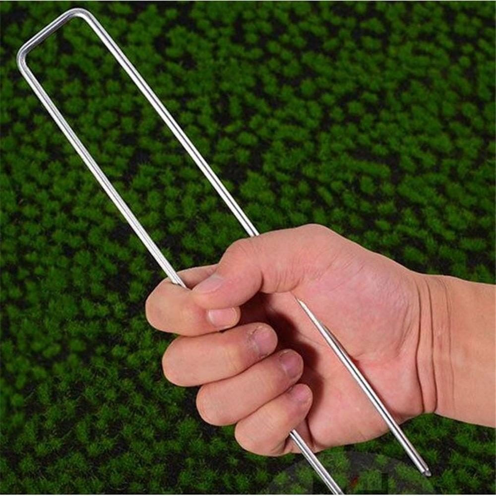 50 Garten-U-förmige Bodennägel, dick, 2,5 mm breit, 4 cm lang, 10 cm große U-förmige Bodennägel
