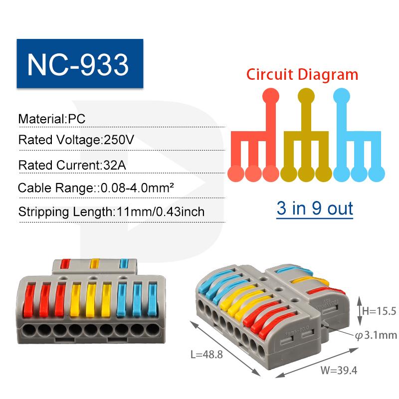 5PCS Quick Wiring Wire Connectors Universal Spring Splicing Cable Connector Push-in Compact Conductor Terminal Block SPL