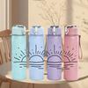 1PC Simple Sunrise Ocean Line Art 750ml Color Plastic Sports Water Bottle Leakproof Flip Straw Lid Suitable for Sports Office Home Use