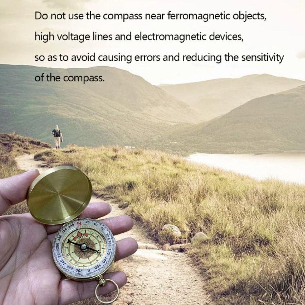 Gold Color Outdoor Compass Copper Camping Compass High-Grade Portable Pocket Compass Navigation