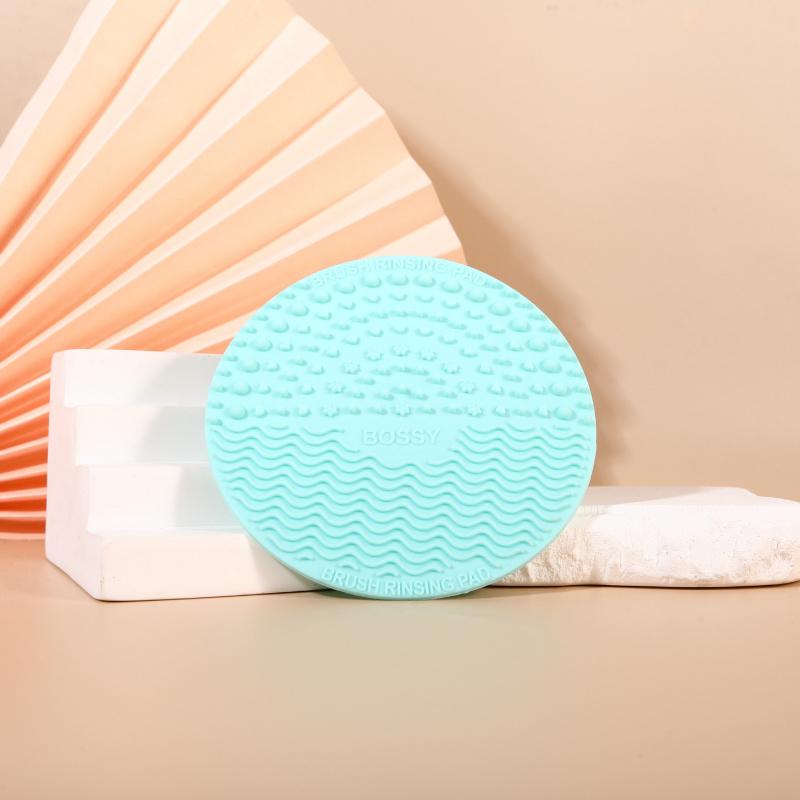 3pcs Silicone Makeup Brush Washing Board Suction Cup Random Color Cleaner Pad Non-Slip Base Cosmetic Brushes Cleaning Board