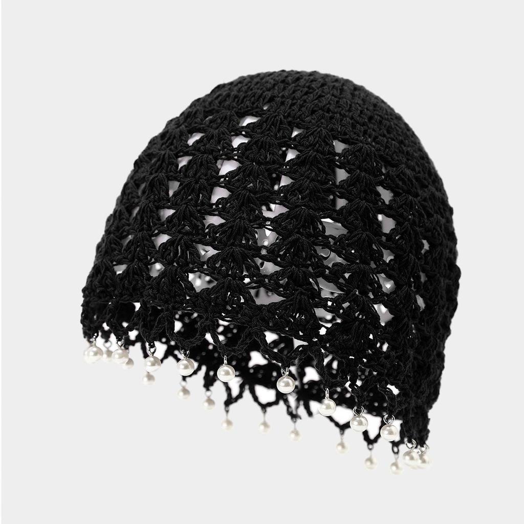 Cappello a secchiello all'uncinetto floreale da donna - Pullover in stile etnico con laccetto a nappa