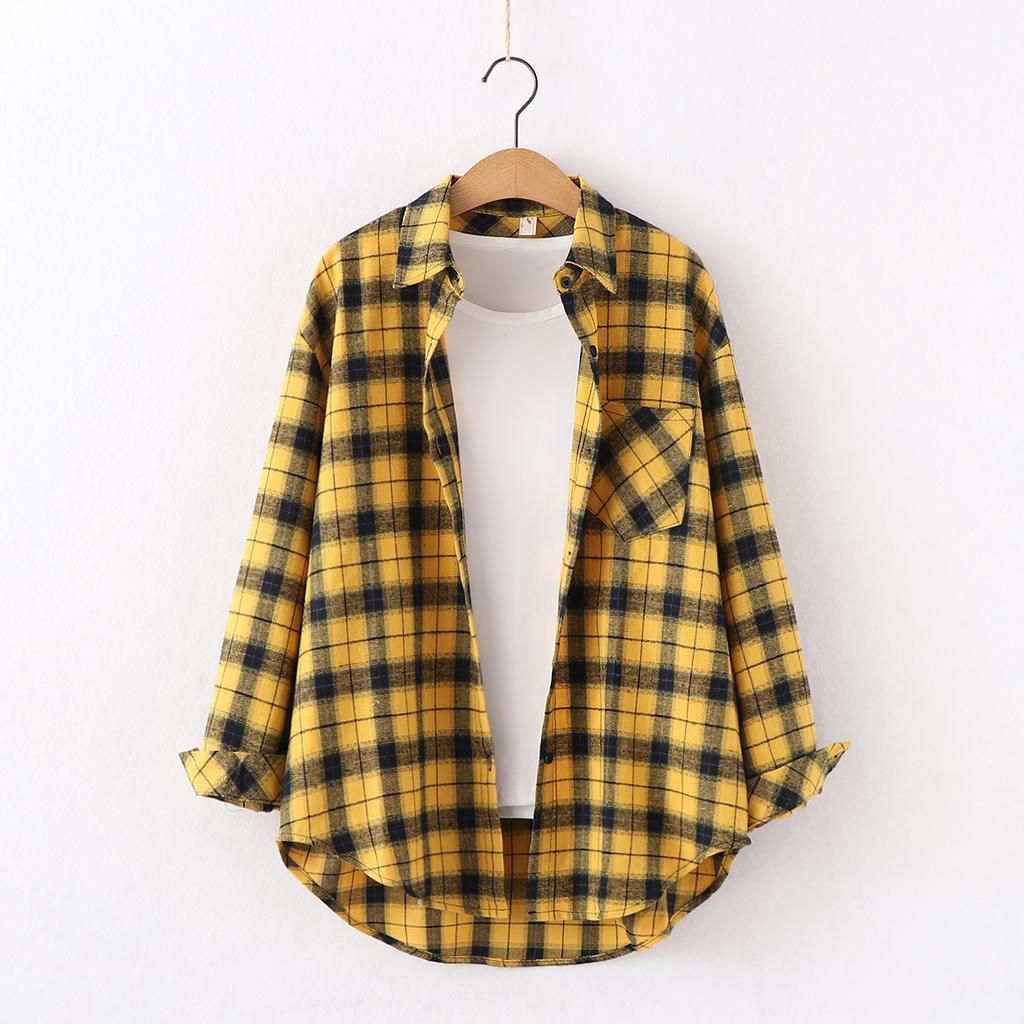 Camisa de Franela a Cuadros Fresca para Mujer 2025 Nuevas Blusas y Tops para Mujer Algodón Holgado Manga Larga Camisas Casuales Ropa Fina para Mujer
