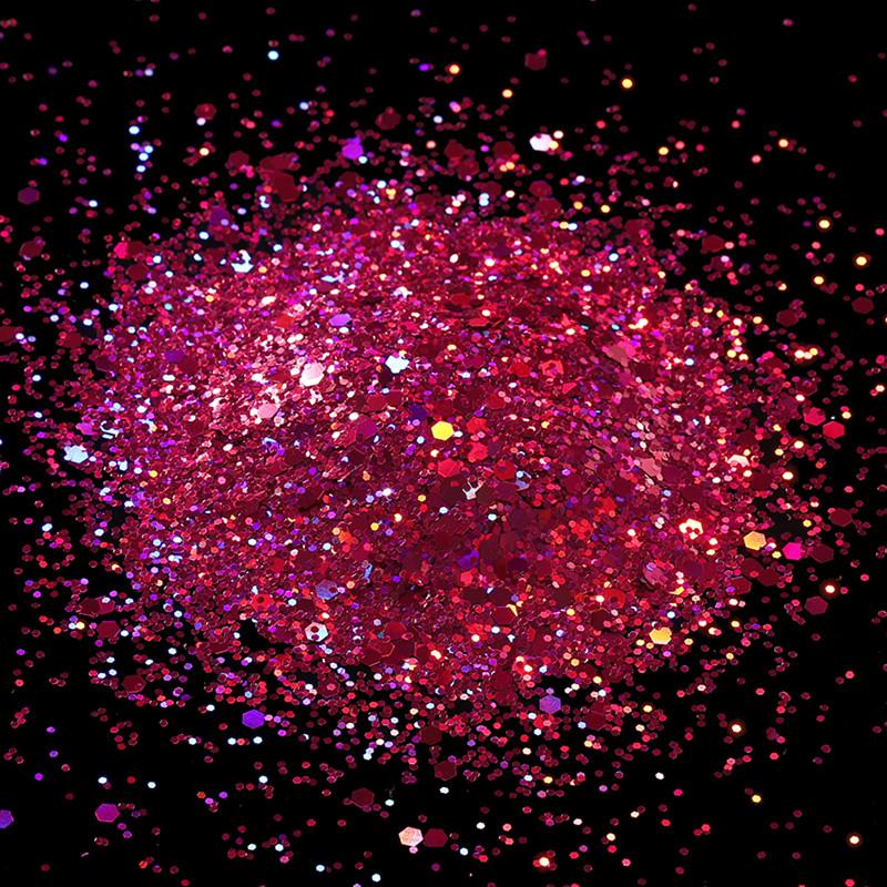 

10g Holographic Hexagon Chunky Glitter Epoxy Resin Filler Flakes Laser Sparkly Sequins for DIY Epoxy Resin Nail Art Fillings 10 Grams темно-розовый