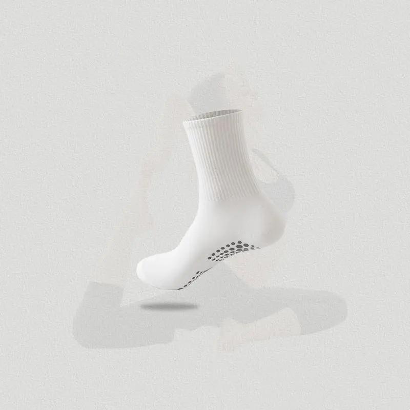 Einfarbige Yogasocken aus Baumwolle bis zur Mitte der Wade, rutschfeste Sportsocken mit Silikonunterseite, für Damen, für Indoor-Fitness, Trampolin, Tanz, Pilates