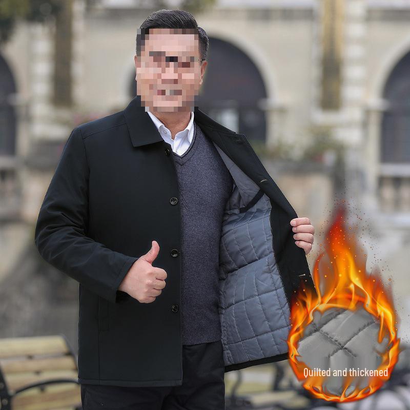 Men's Thickened Jacket: Middle-aged & Elderly Spring/Fall Style, Plus Velvet, Dad/Grandpa Outerwear, Ligao Autumn/Winter.
