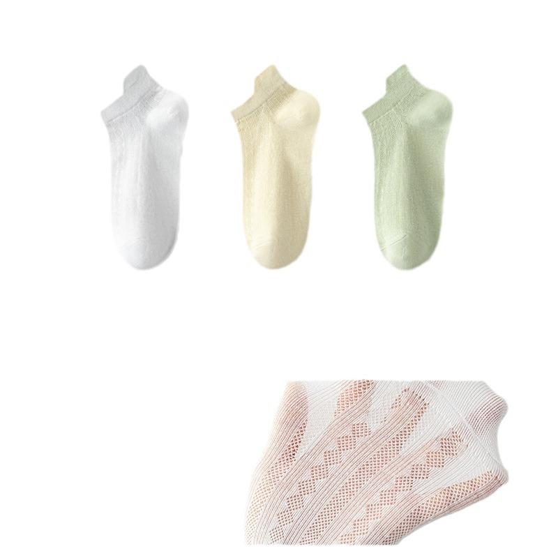 5 Pairs of Women's Summer Thin Style Deodorant Sweat Absorbing Shallow Mouth Mesh Breathable Invisible Socks