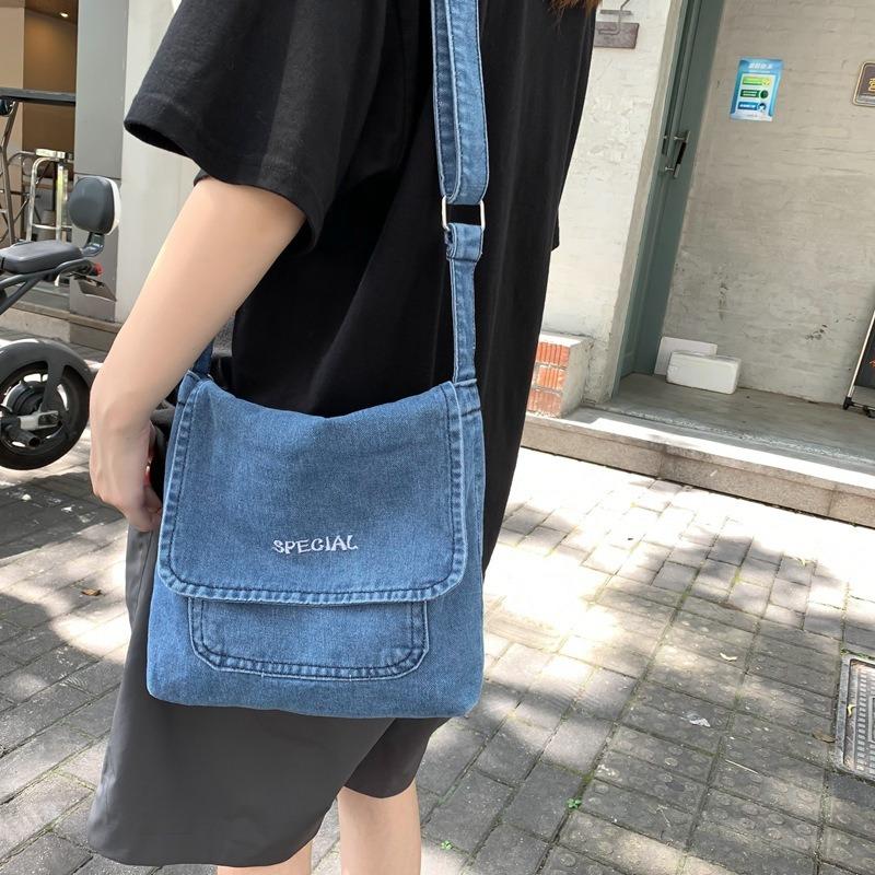 

Повседневная сумка кроссбоди женская джинсовая маленькая сумка-сатчел светло-синий