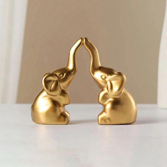 1 Paar Olifant Ornament Hars Beeldje met Omhoogstaande Slurven Decoratief Koppel Beeldje Huis Verjaardag Decor