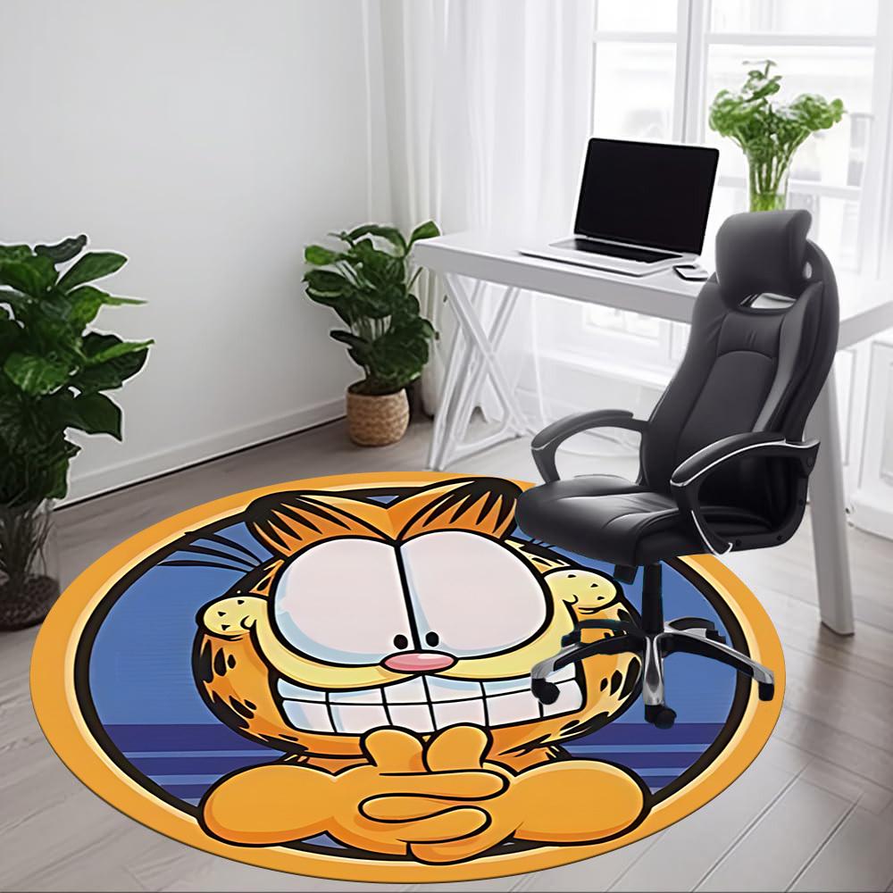 1pc Garfield Cat Office Round Area Rug, Under Office Chairs Bedroom Living Room Home Decor a1022384