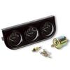 Kit de triple manomètre Kanoan pour voitures, 12 V, Voltmètre, Manomètre de pression d'huile, Manomètre de température d'eau, Ensemble de 3 manomètres, Manomètres supplémentaires, Voltmètre, Température de l'eau