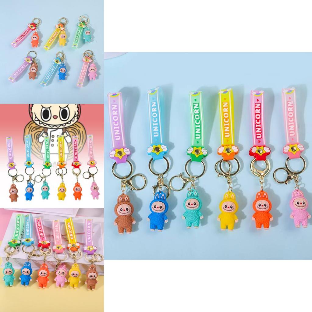 Colorful Cartoon Pvc Sheep Keychain Adorable Soft Keyring For Bags And Cars