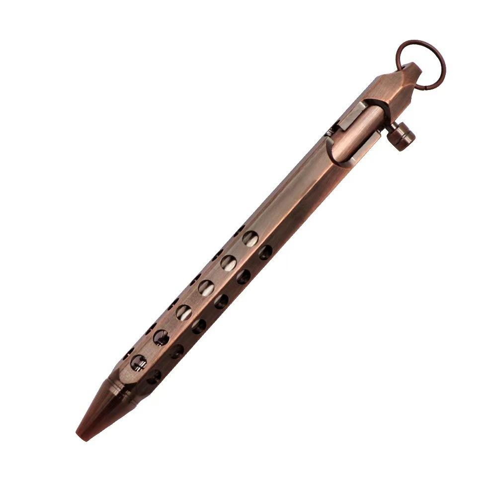 Portable Brass Pen Medium Point 1.0mm Retro Ballpoint Pen Bolt Action Smooth Writing Rollerball Pen