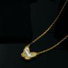 Korean Style Butterfly Clavicle Necklace with Shell & Tiger Eye Stones for Women