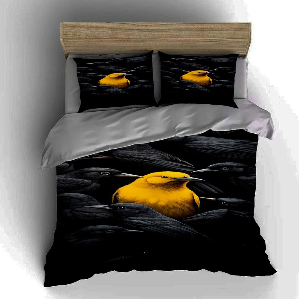 Yellow bird contrast. Bedding Duvet cover sets Duvet covers Pillowcases gifts (1 * Duvet Cover 2 * Pillowcases, without duvet insert)