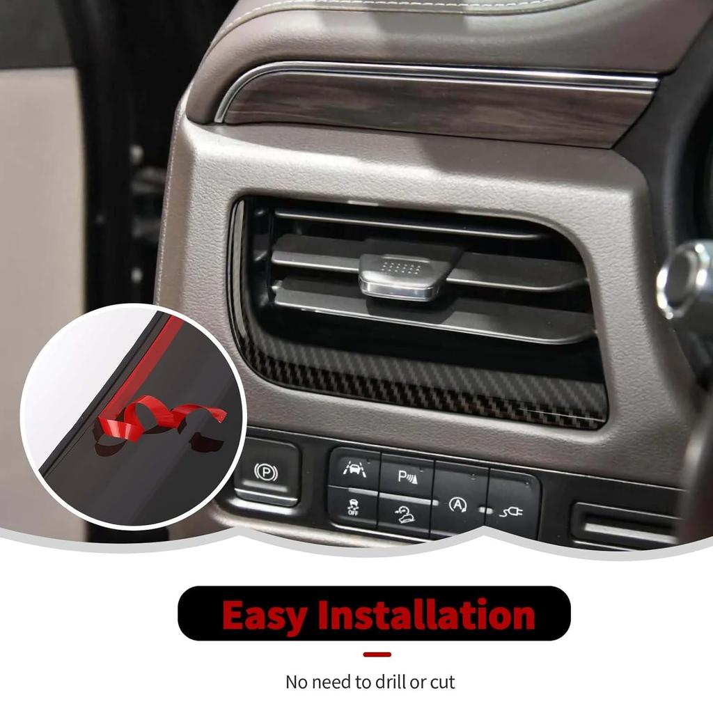 Carbon Fiber Center Console Dashboard Side Air Vent AC Outlet Cover Trim Interior Accessories Compatible with Chevy Suburban SUV 2020-2023,for GMC