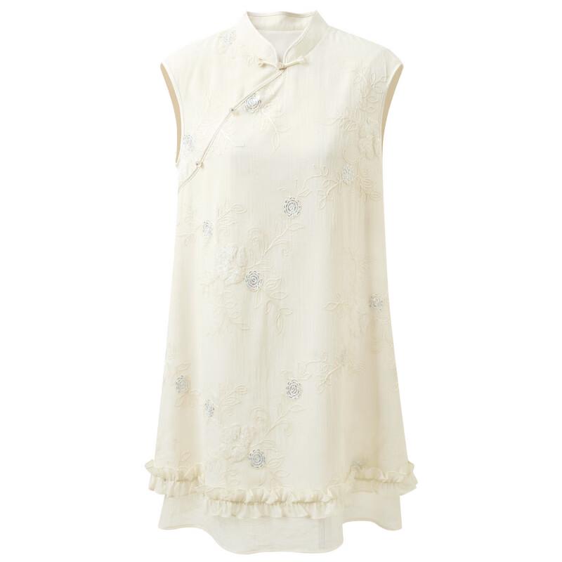 Sancai New Chinese Style Embroidered Sleeveless A-line Dress