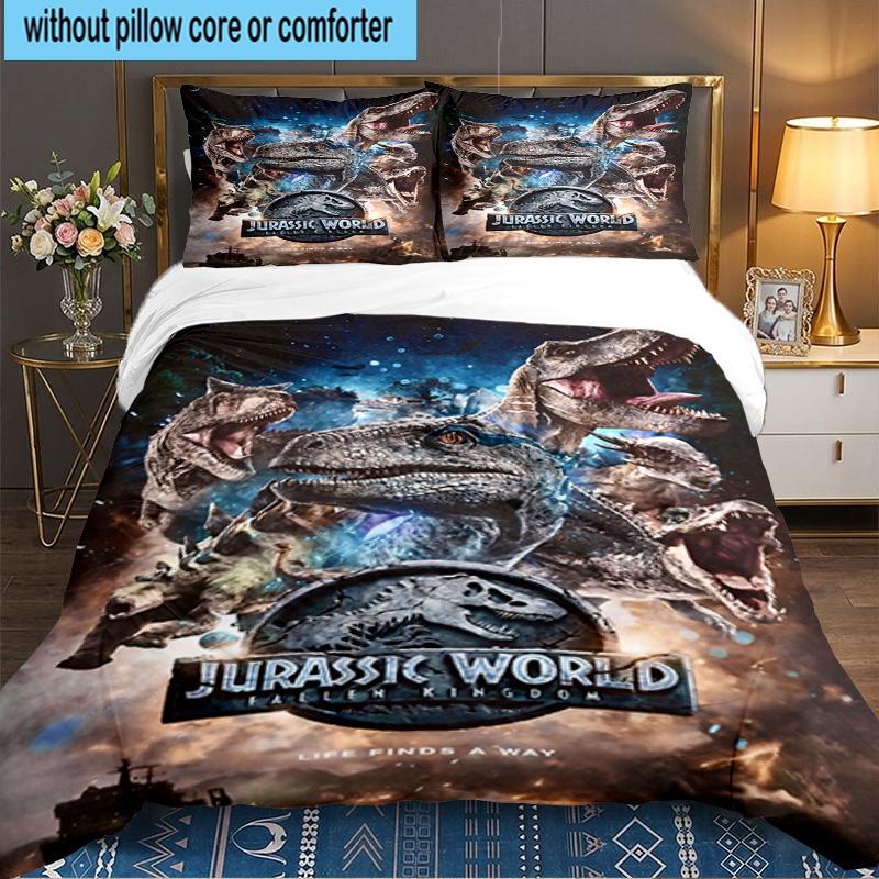 Jura-ssic Dinosaurs Battle 3PCS Bedding set,Ideal for 1pc Duvet Cover And 2pcs Pillowcases Perfect for Fan gift,Ideal for Bedroom, Dormitory