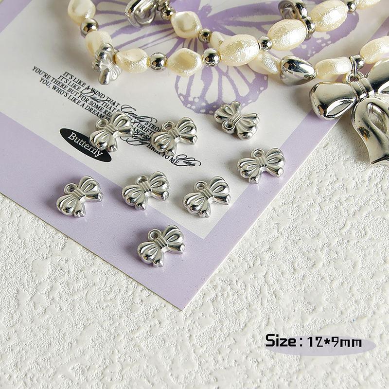 

10 шт. Y2K винтажный кулон в форме сердца, бусины, аксессуары, бант, бабочка, браслет «сделай сам», ожерелье, изготовление ювелирных изделий, бусины as the picture