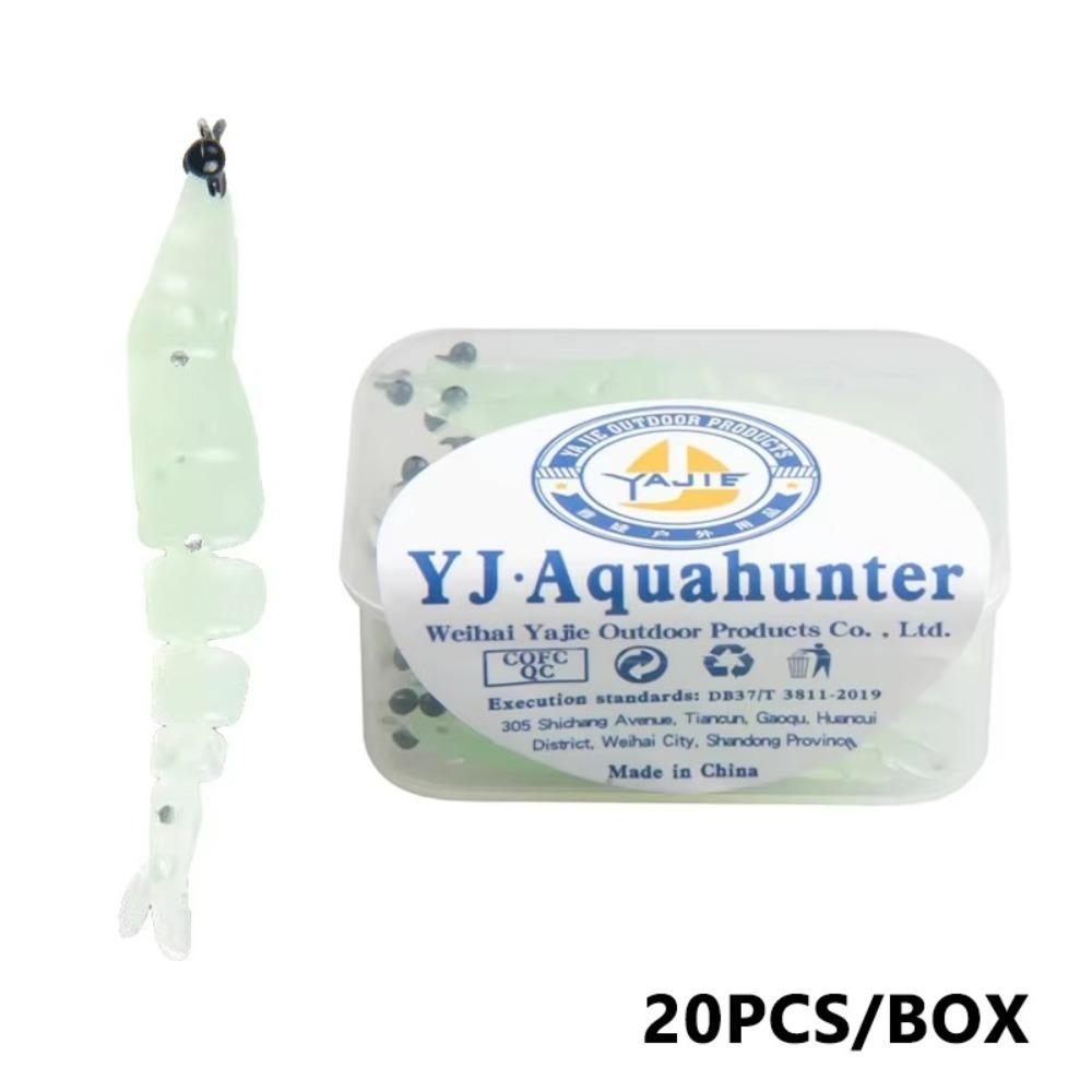 

20pcs/box 4cm Length Luminous Shrimp Swimbaits Soft Silicone 0.45g Weight Glowing Fishing Lure Luminous Design Glowing Effect