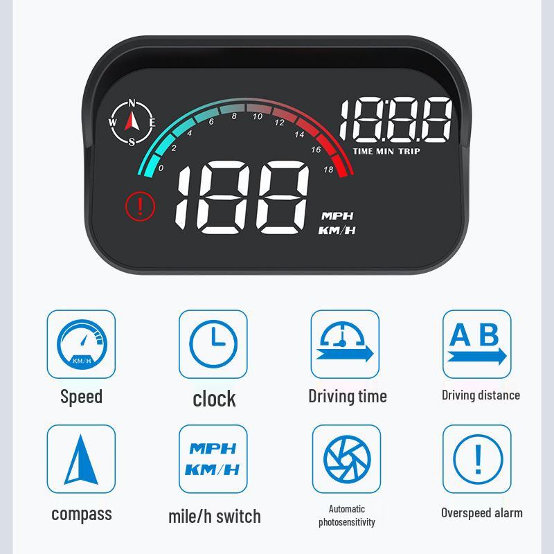 Multifunctional Car HUD with GPS, OBD Speed Display & Voice Alerts