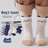 Children's Spring & Autumn Cotton Mesh Socks - Trendy Cartoon Mid-Tube Design for Boys, Infants, & Young Kids