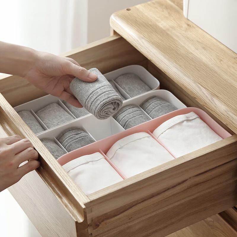 Plastic 3-Compartment Desktop Organizer Box for Socks & Underwear