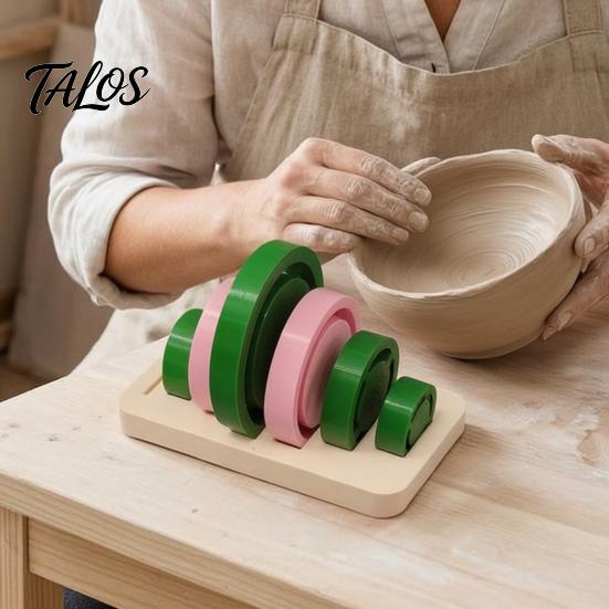 Reusable Plastic Pottery Molds Foot Ring Tools Set, 6 Sizes Clay Base Aligner Templates, Class Practice Equipment Shaping for Ceramic Mugs Bowls